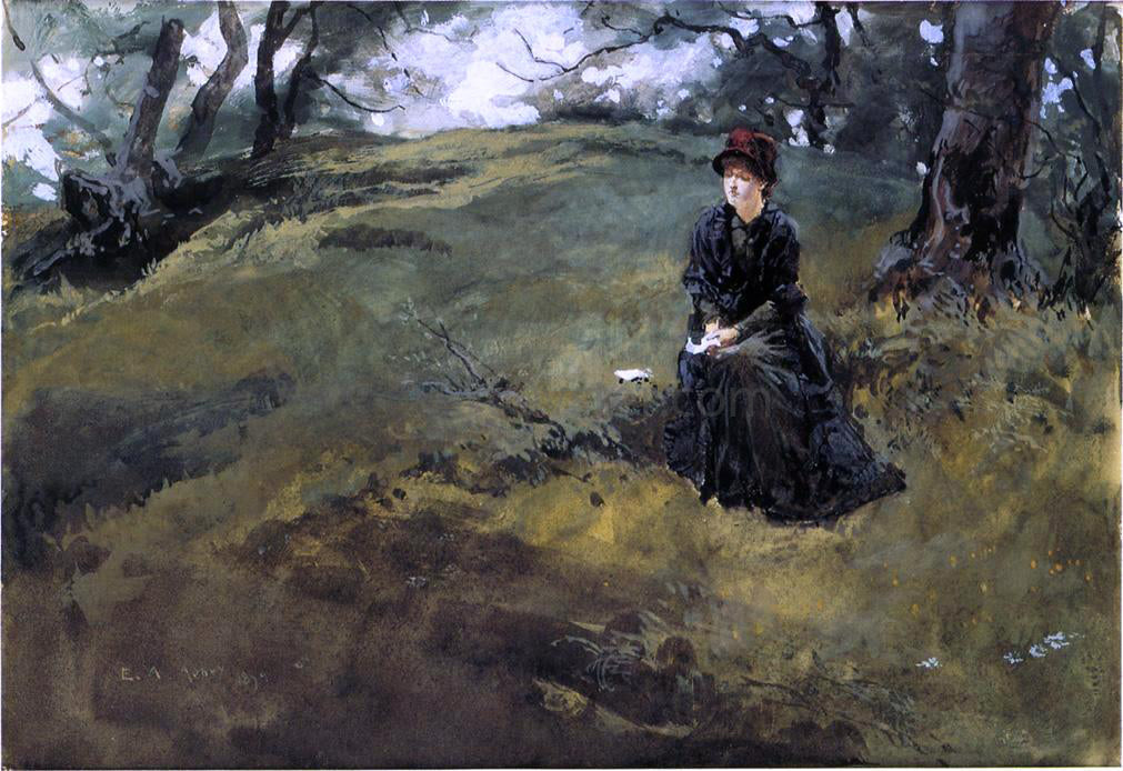 Edwin Austin Abbey Young Woman in the Woods - Canvas Print