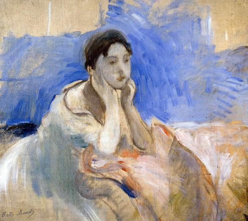 Berthe Morisot Young Woman Leaning on Her Elbows - Canvas Print