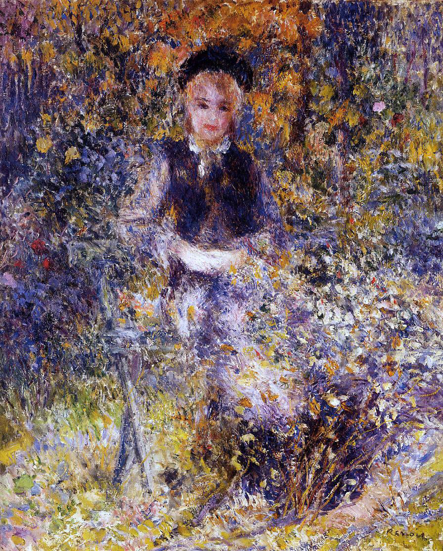 Pierre Auguste Renoir A Young Woman on a Bench - Canvas Print