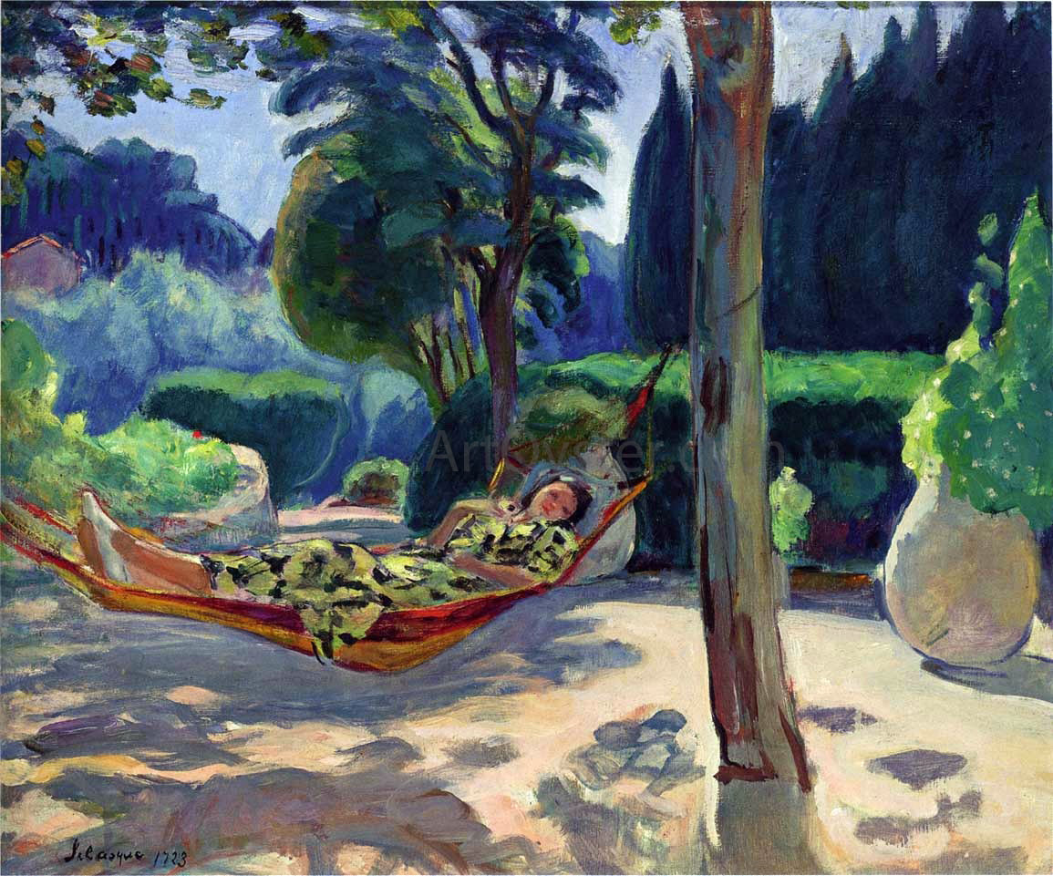 Henri Lebasque Young woman on a hammock - Canvas Print