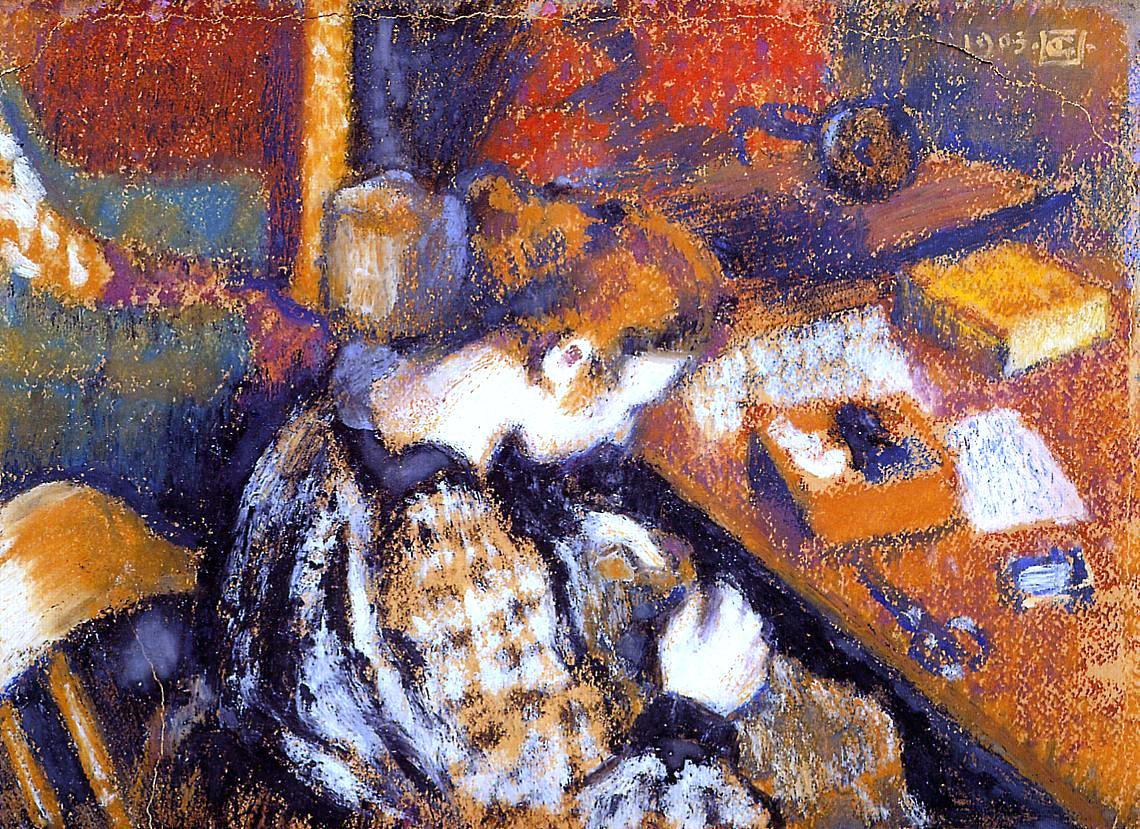 Georges Lemmen Young Woman Sewing - Canvas Print