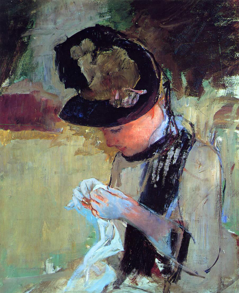 Mary Cassatt Young Woman Sewing in the Garden - Canvas Print