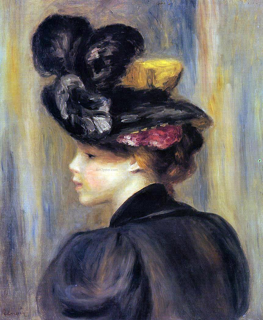 Pierre Auguste Renoir Young Woman Wearing a Black Hat - Canvas Print