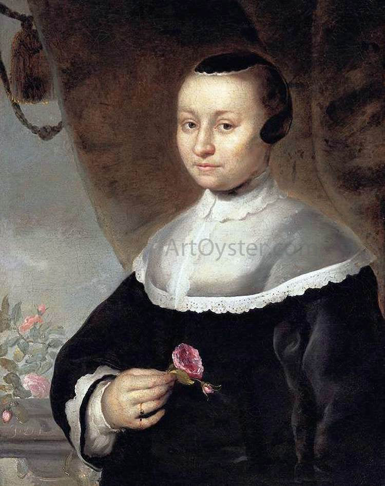 II Jacob Delff Young Woman with a Rose - Canvas Print