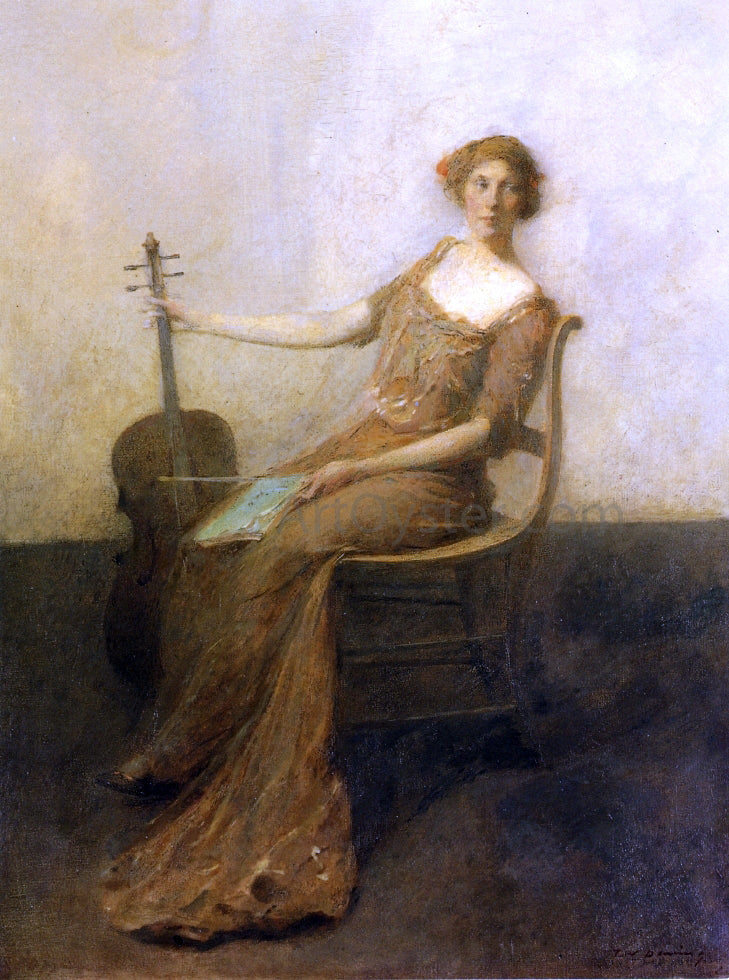 Thomas Wilmer Dewing Young Woman with Violincello - Canvas Print