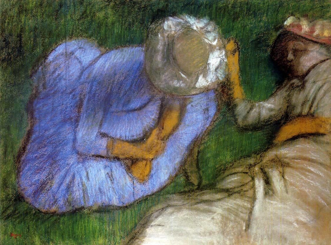 Edgar Degas Young Women Resting in a Field - Canvas Print