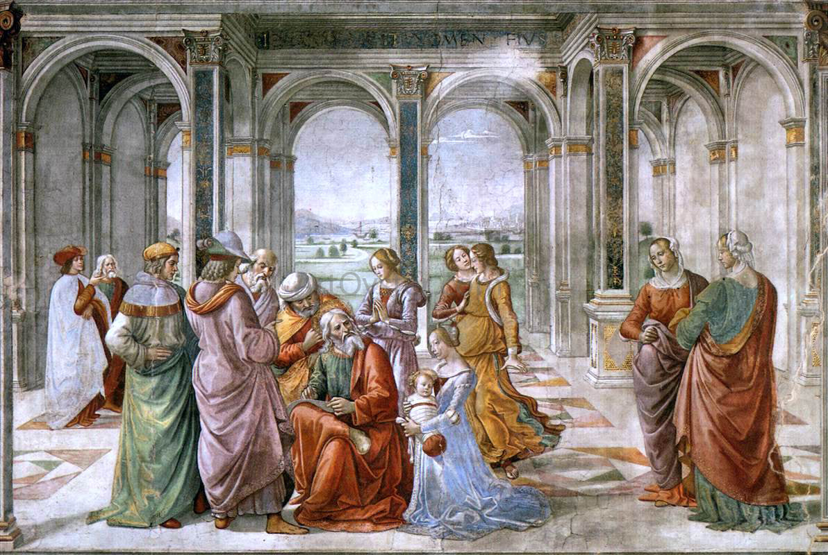 Domenico Ghirlandaio Zacharias Writes Down the Name of his Son - Canvas Print