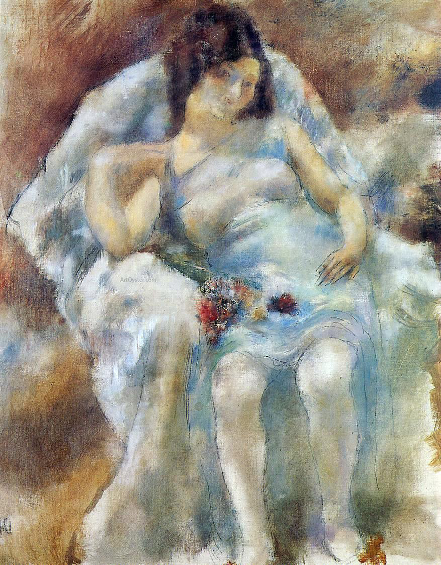Jules Pascin Zinah with Flowers - Canvas Print