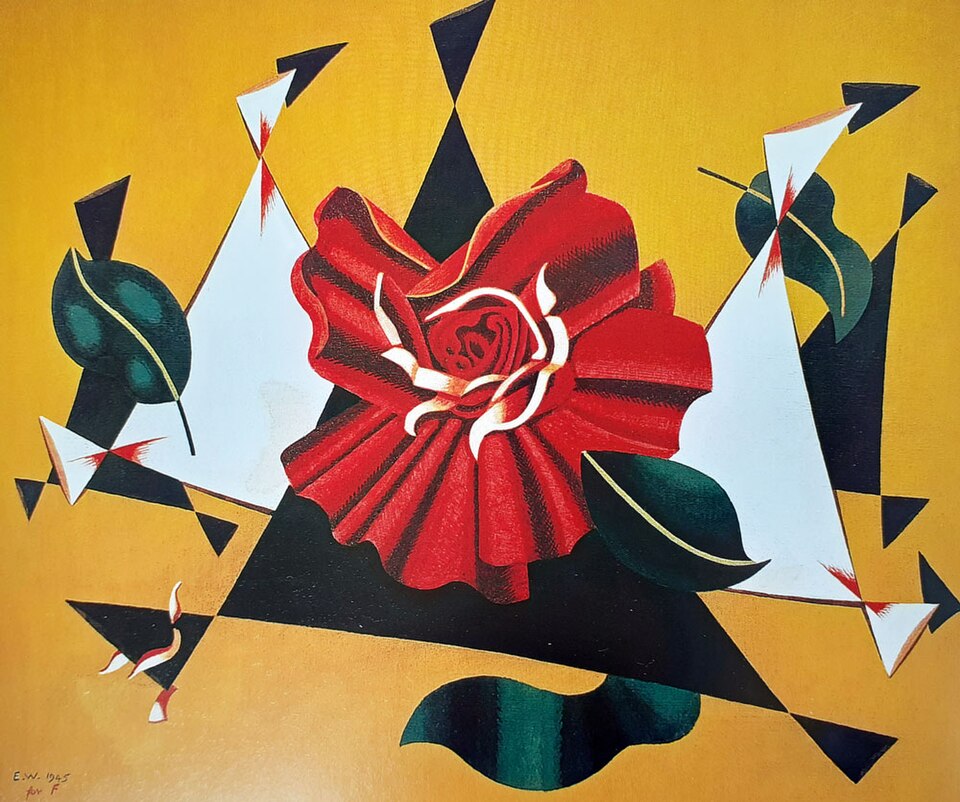 Edward Wadsworth Abstract with Rose, for F - Canvas Print