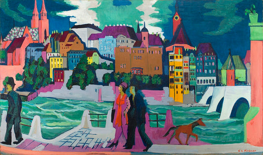 Ernst Ludwig Kirchner View of Basel and the Rhine - Canvas Print