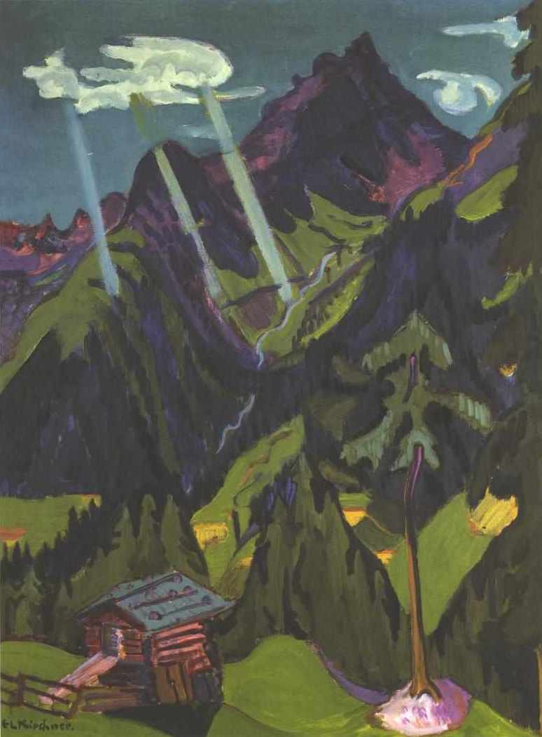Ernst Ludwig Kirchner Landscape in Graubunden with Sun Rays - Canvas Print