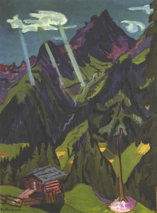 Ernst Ludwig Kirchner Landscape in Graubunden with Sun Rays - Canvas Print