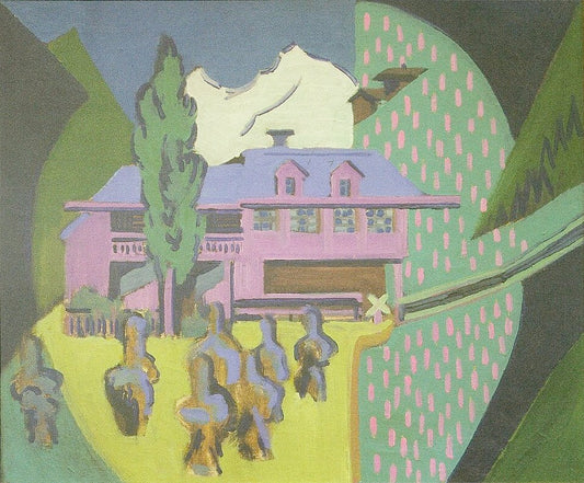 Ernst Ludwig Kirchner Violett House in Front of a Snowy Mountain - Canvas Print