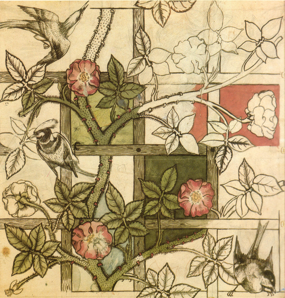 William Morris Design for Trellis Wallpaper - Canvas Print