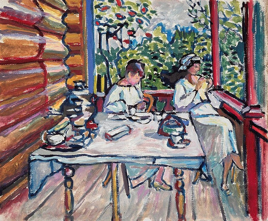 Wassily Kandinsky Akhtyrka, Nina and Tatiana in the Veranda - Canvas Print