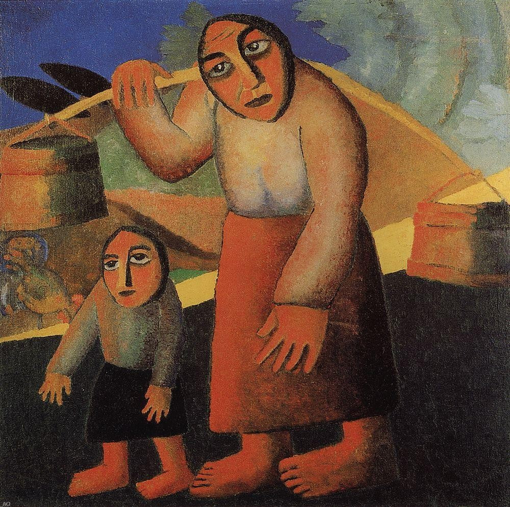  Kazimir Malevich Peasant Woman with Buckets and a Child - Canvas Print