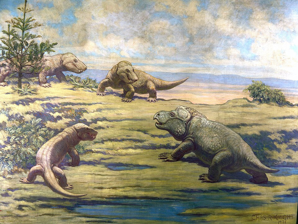 Charles R. Knight Mammal-like Reptiles from Triassic - Canvas Print