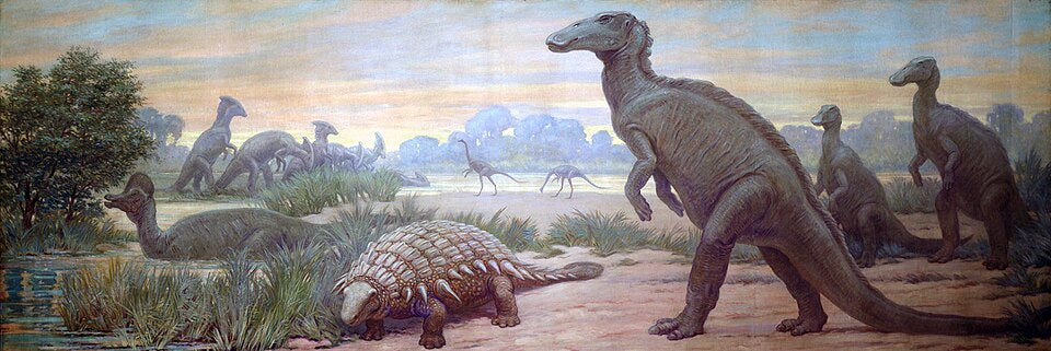 Charles R. Knight Hadrosaurs and ankylosaurs from Late Cretaceous - Canvas Print