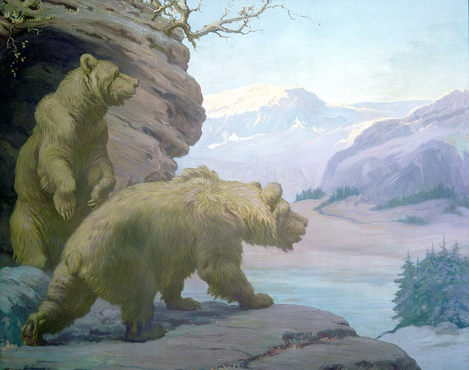 Charles R. Knight Cave Bears from Pleistocene - Canvas Print
