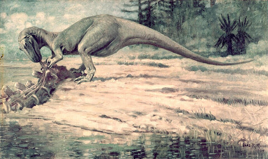 Charles R. Knight Allosaurus Eating - Canvas Print