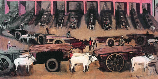 Amrita Sher-Gil Three Bullock Carts - Canvas Print