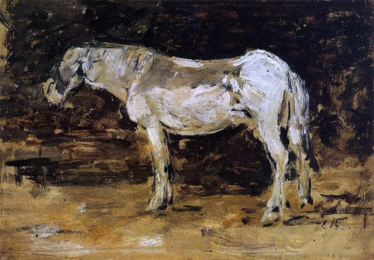  Eugene-Louis Boudin White Horse - Canvas Print