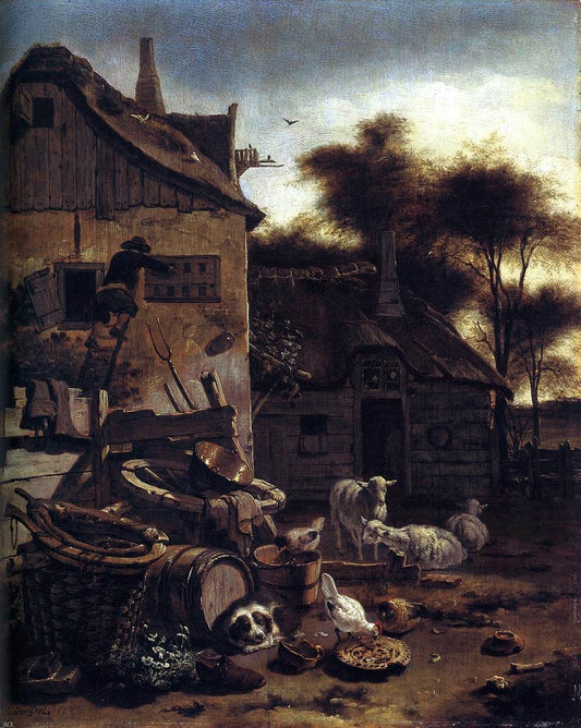  Egbert Van der Poel The Barnyard Scene - Canvas Print