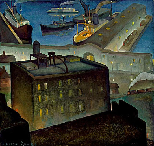 Rinaldo Cuneo The Embarcadero at Night - Canvas Print