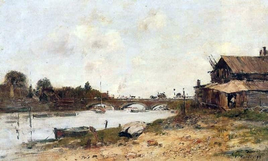  Eugene-Louis Boudin Bridge over the Touques at Deauville - Canvas Print