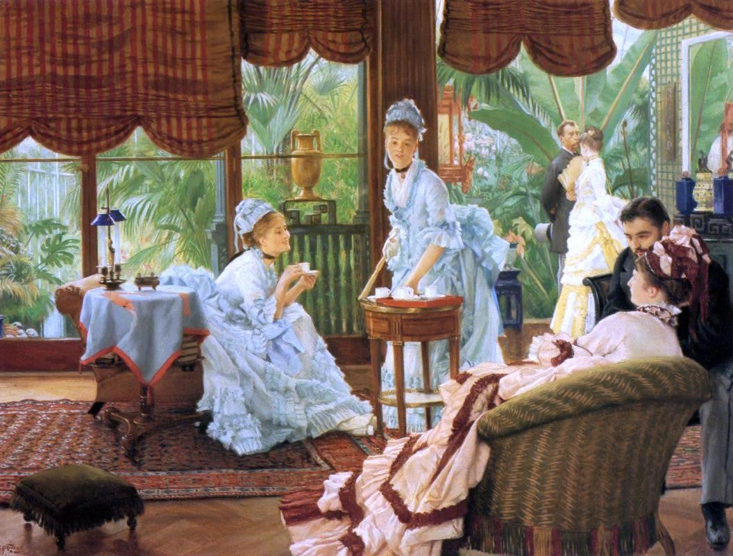  James Tissot In the Conservatory (also known as The Rivals) - Canvas Print