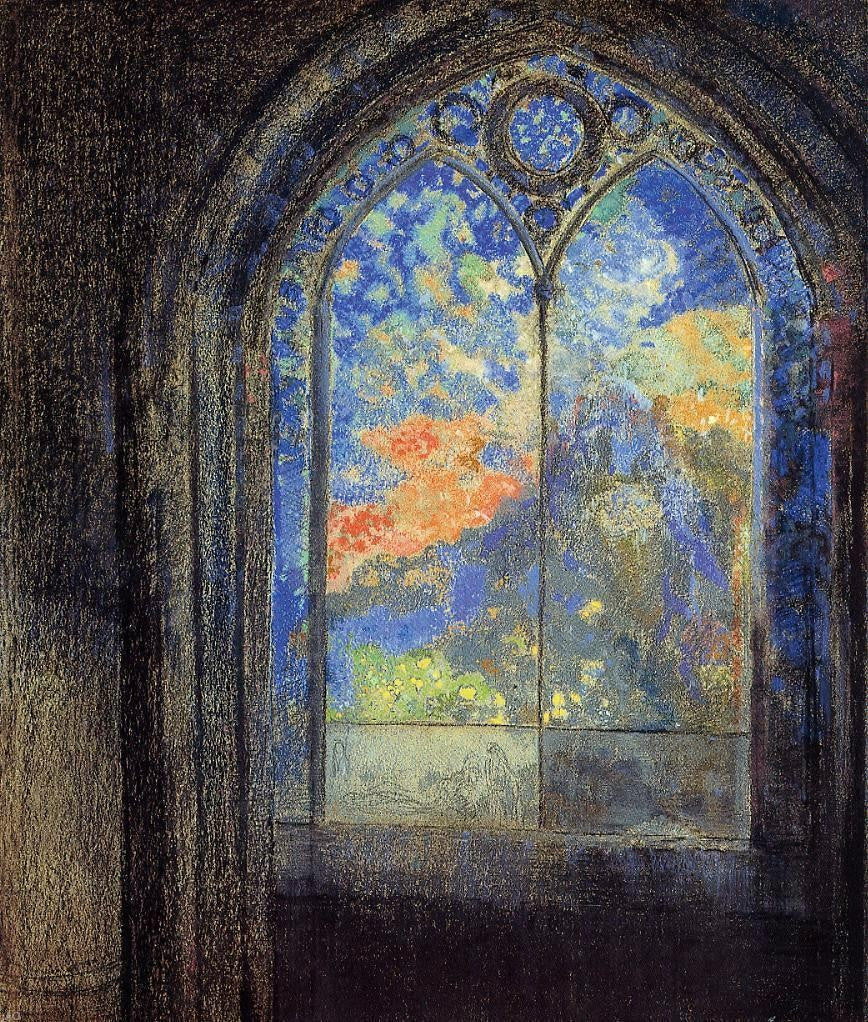  Odilon Redon Stained Glass Window (also known as The Mysterious Garden) - Canvas Print