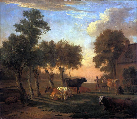  Paulus Potter Cows in a Meadow by a Farm - Canvas Print