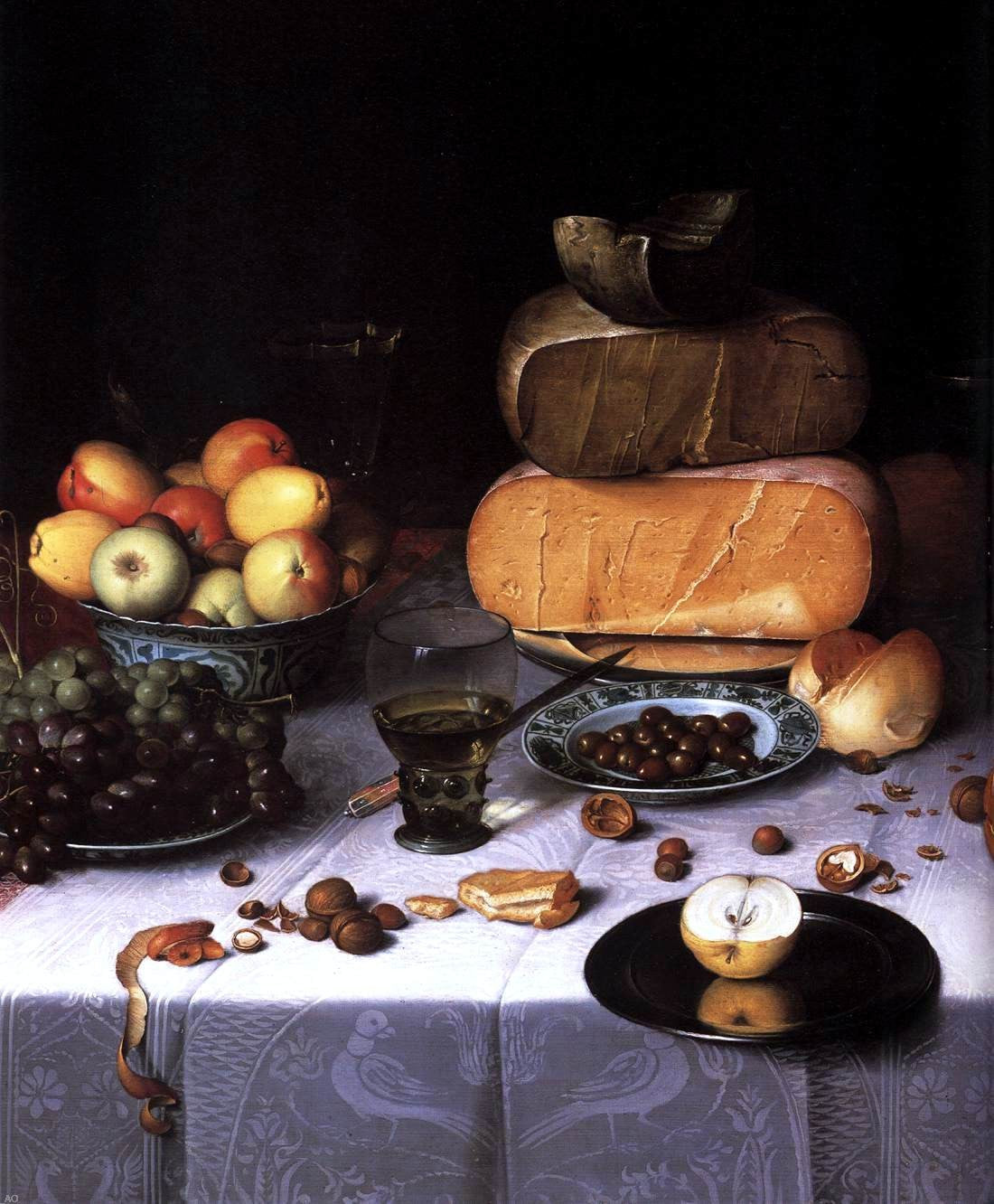  Floris Claesz Van Dijck Laid Table with Cheeses and Fruit (detail) - Canvas Print