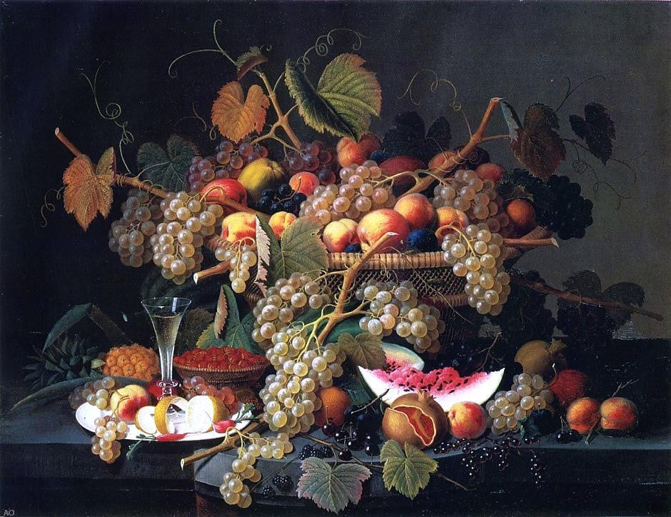  Severin Roesen Still Life with Fruit - Canvas Print