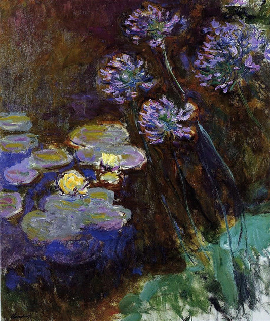  Claude Oscar Monet Water-Lilies and Agapanthus - Canvas Print