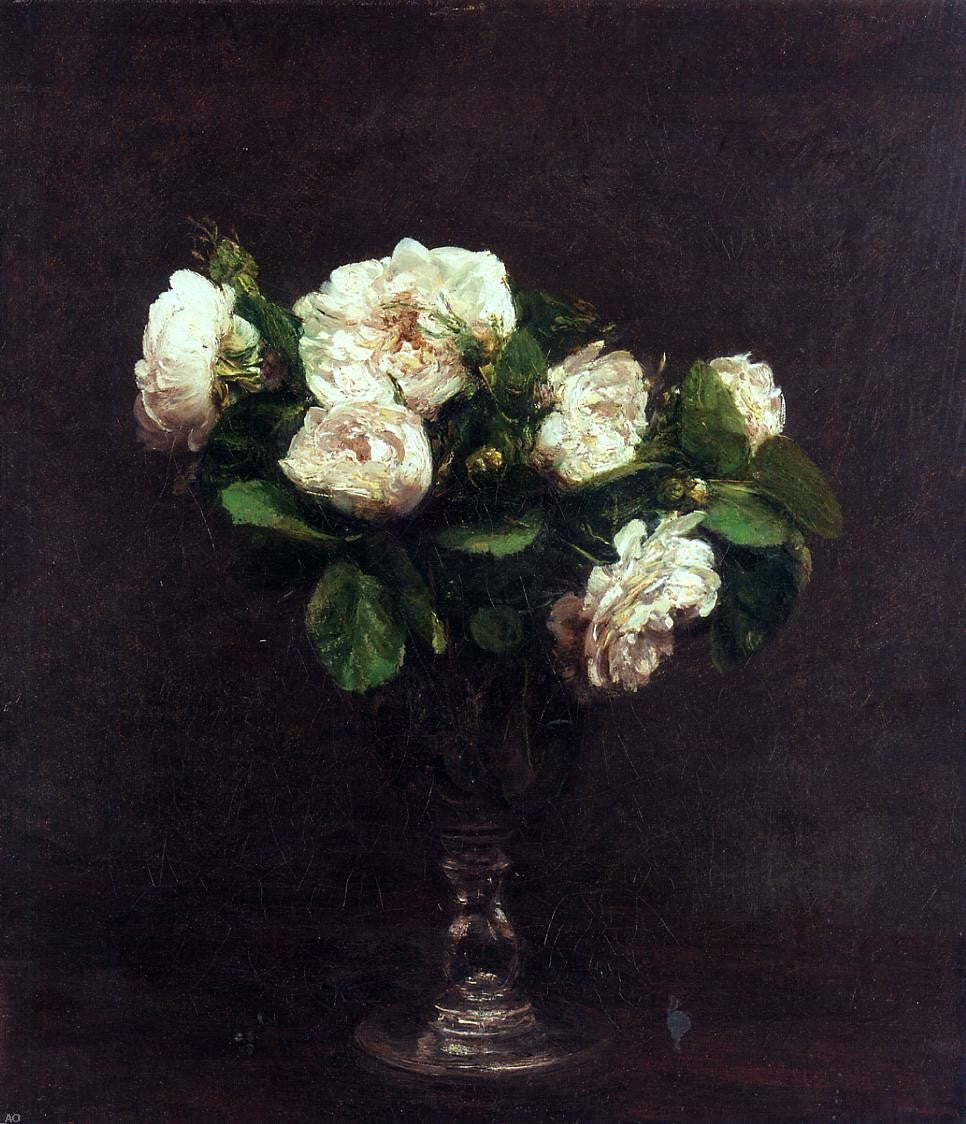  Henri Fantin-Latour White Roses - Canvas Print