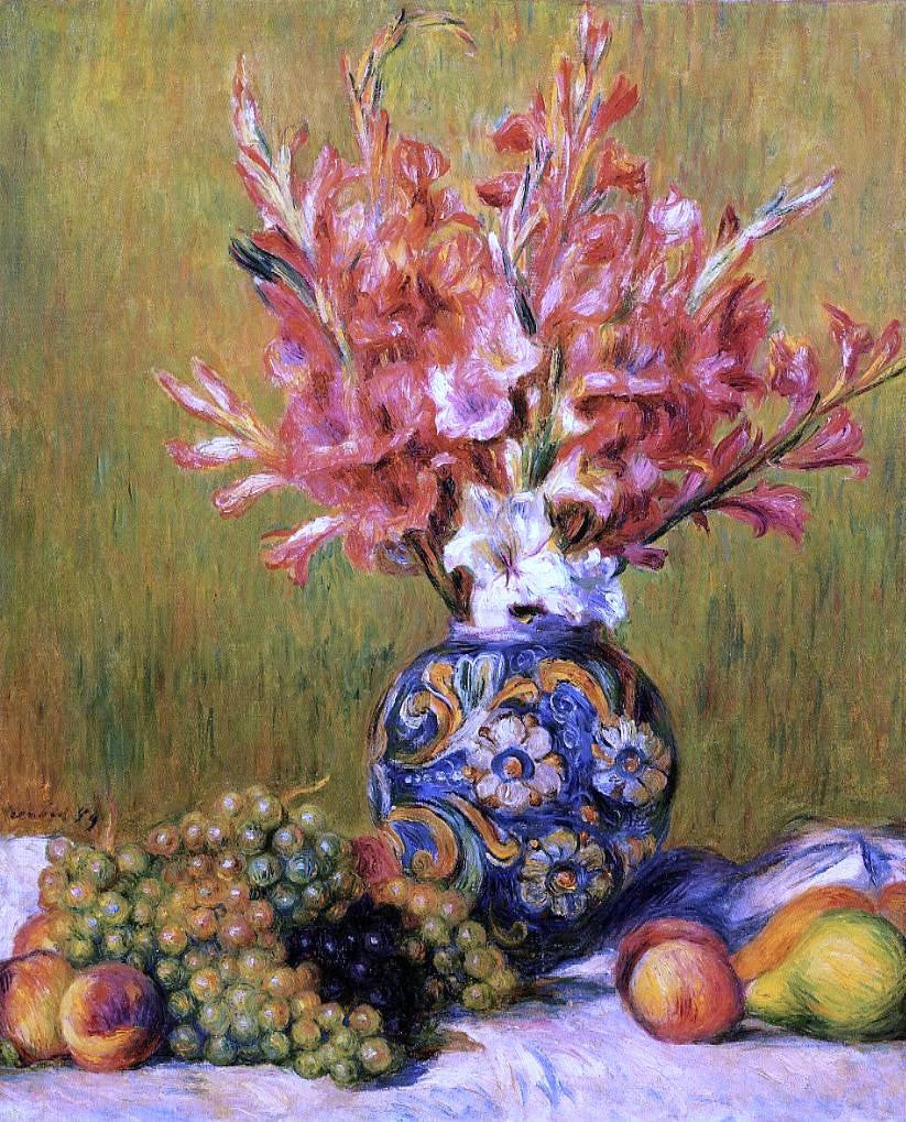  Pierre Auguste Renoir Still Life - Flowers and Fruit - Canvas Print