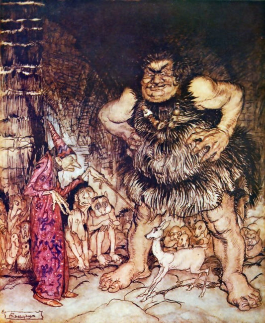 Arthur Rackham The giant Galligantua and the wicked old magician transform the duke's daughter into a white hind - Canvas Print