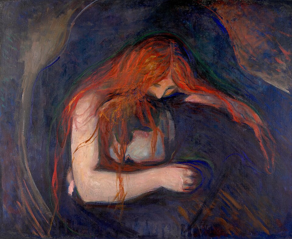 Edvard Munch Love and Pain, Vampire - Canvas Print