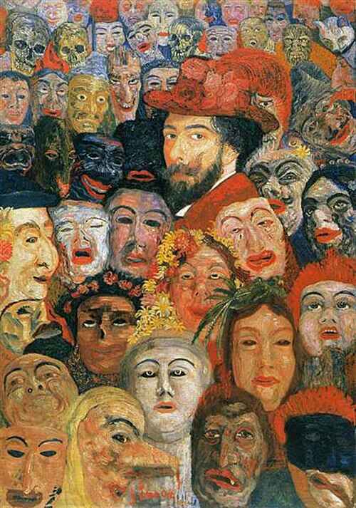 James Ensor Self-Portrait with Masks - Canvas Print