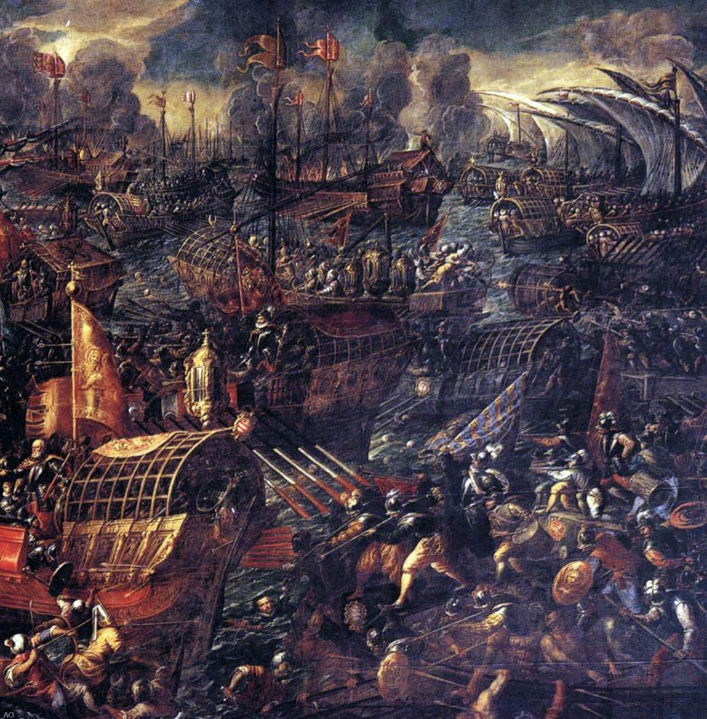  Andrea Vicentino Battle of Lepanto (detail) - Canvas Print