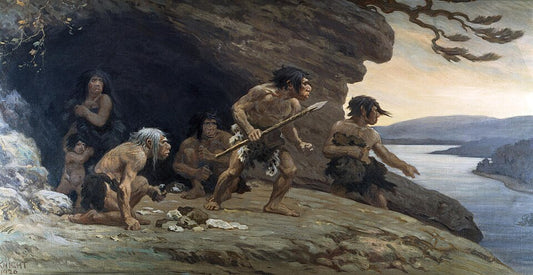 Charles R. Knight Neanderthal Flintworkers - Canvas Print