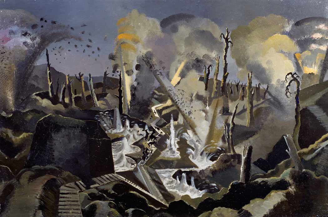Paul Nash A view across a battlefield under bombardment. - Canvas Print