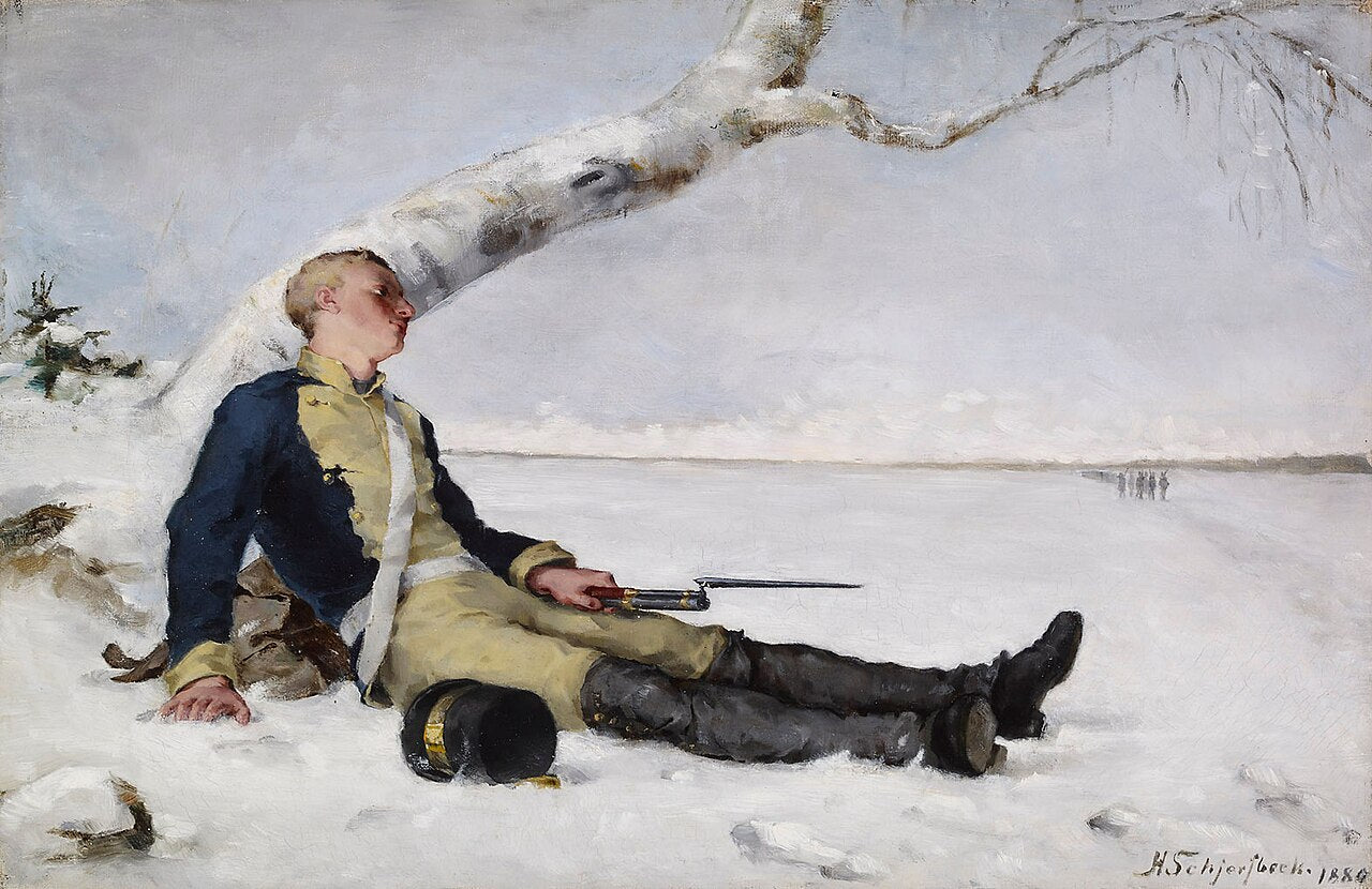 Helene Schjerfbeck Wounded Warrior in the Snow - Canvas Print