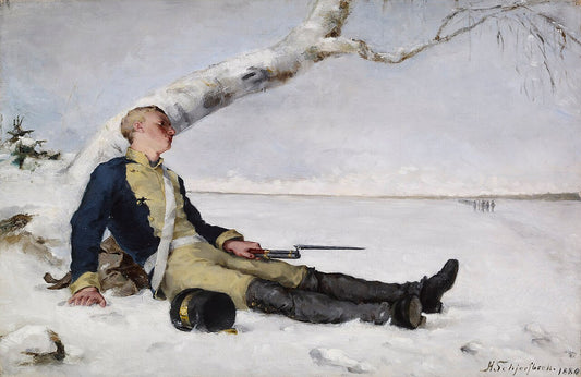 Helene Schjerfbeck Wounded Warrior in the Snow - Canvas Print