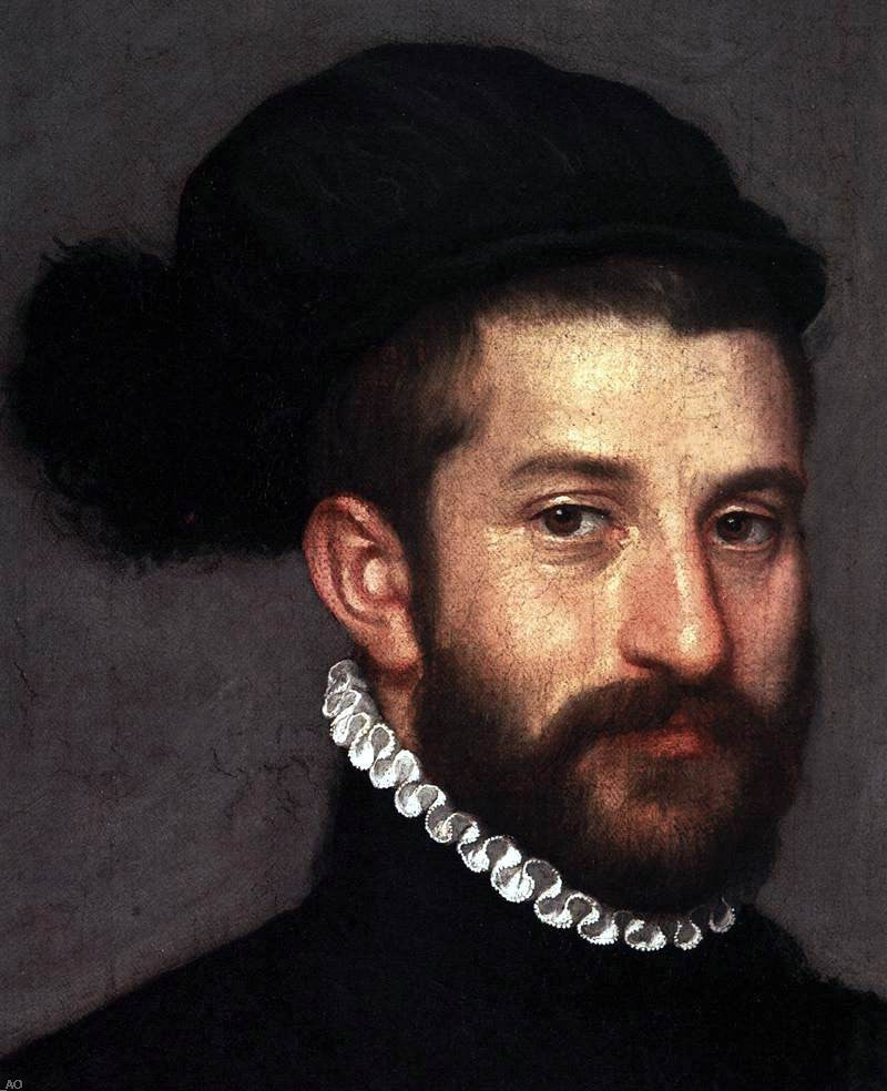  Giovanni Battista Moroni The Black Knight (detail) - Canvas Print