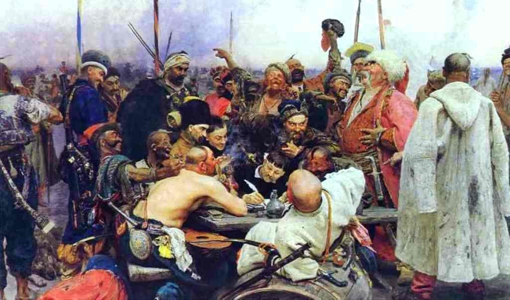  Ilia Efimovich Repin The Reply of the Zaporozhian Cossacks to Sultan Mahmoud IV - Canvas Print