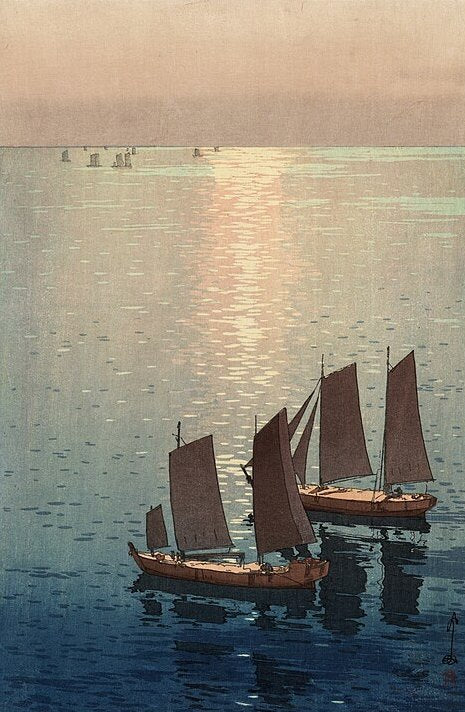 Hiroshi Yoshida Glittering Sea - Canvas Print