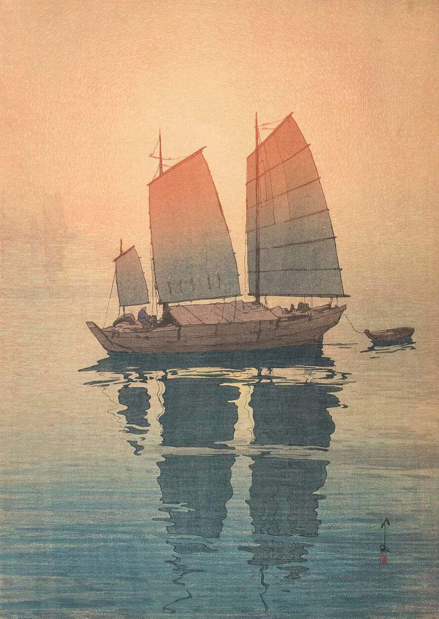 Hiroshi Yoshida Sailing Boats, Morning - Canvas Print