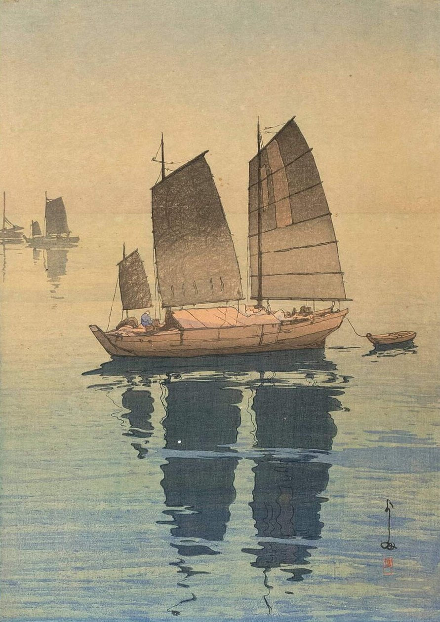 Hiroshi Yoshida Sailing Boats, Forenoon - Canvas Print